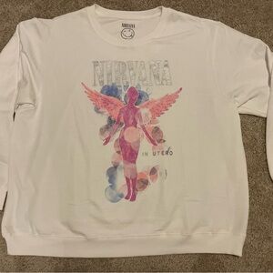 NIRVANA White Sweatshirt with Iconic Logo Women’s size 2XL NWOT Grunge
